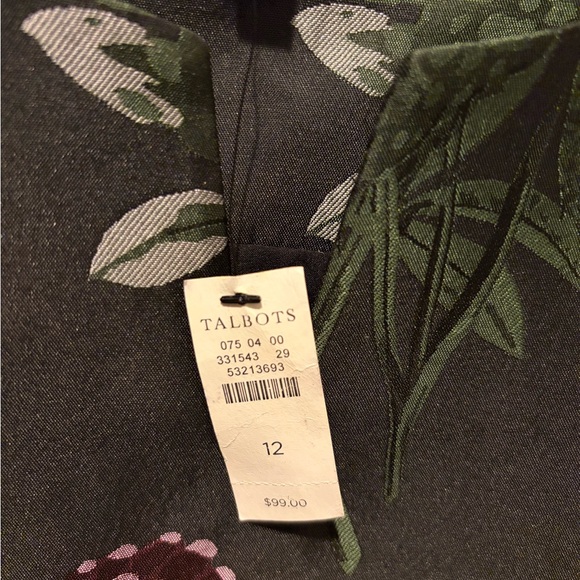 Talbots || Floral Peplum Top – Black Multicolor || Size 12 – NWT - Picture 2 of 7